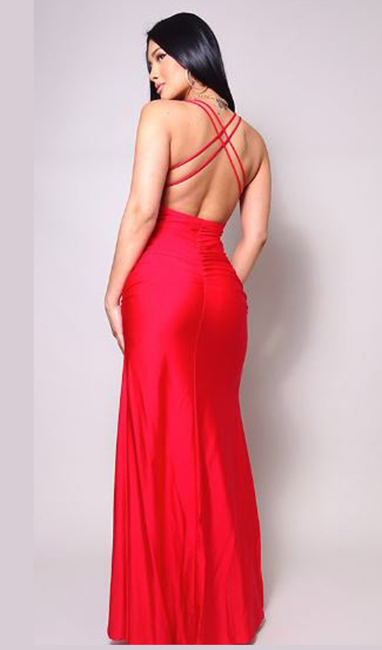 Red Spaghetti Strap Evening Gown | Red Sexy Formal Evening Gowns - Sexy Red  Evening - Aliexpress