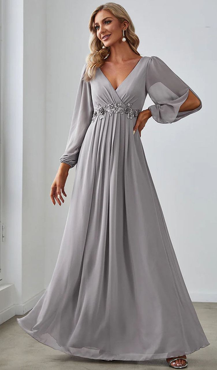 Dessy Group Flat Tie-Shoulder Empire Waist Maxi Dress with Front Slit -  8224 Bridesmaid Dress | The Knot