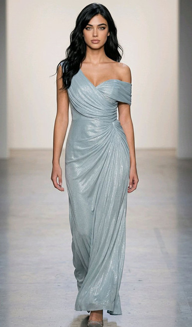 Flattering asymmetrical gathered goddess gown - Image 1