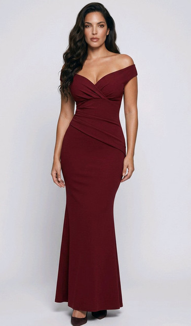 Pleated detail figure flattering jersey gown - Image 1
