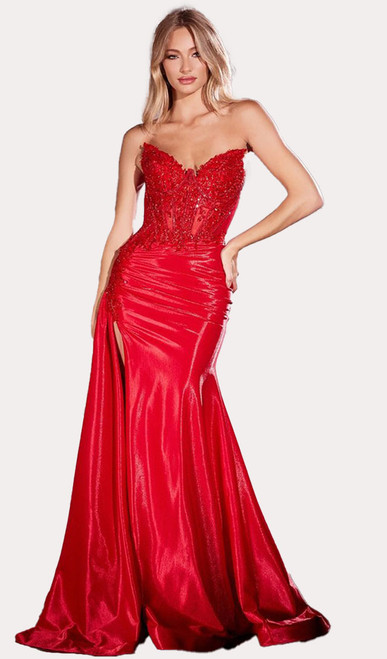 RED GLAMOROUS STRETCH SHIMMER CORSET EVENING FORMAL DRESS - IMAGE 1 RED GLAMOROUS STRETCH SHIMMER CORSET EVENING FORMAL DRESS - IMAGE 1
