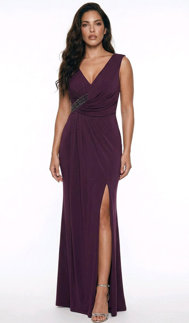 Flattering simple evening gown with hand beaded detail - Image 1