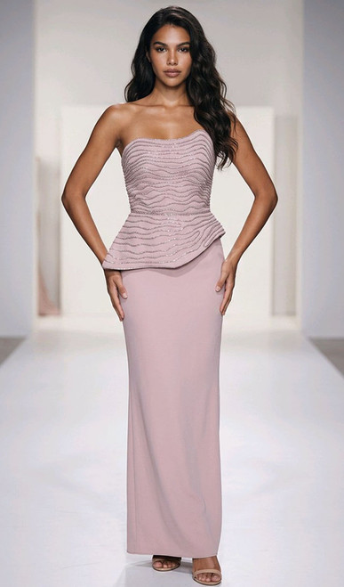 Glamorous corset designer gown with beaded rope detail - Image 1