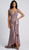 Stretch satin wrap around hand beaded cap sleeve mother gown - Image 1