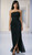 Strapless pleated black corset evening gown with beaded detail - Image 1