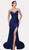 Stretch Satin Navy Corset Gown With Lace-Up Back - Image 1