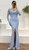 Angelic long sleeve cowl neck sheer long sleeve evening dress - Image 1