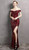 BURGUNDY OFF SHOULDER STRETCH SEQUIN GOWN - IMAGE 1