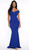 ROYAL BLUE STRETCH JERSEY FIGURE FLATTERING FORMAL DRESS - IMAGE 1