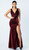 Flattering burgundy stretch shimmer v-neck evening gown - Image 1