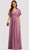 MAUVE EMPIRE WAIST CHIFFON FLUTTER SLEEVE EVENING DRESS - IMAGE 1