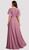 MAUVE EMPIRE WAIST CHIFFON FLUTTER SLEEVE EVENING DRESS - IMAGE 2