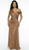 FLATTTERING TAUPE STRETCH SHIMMER GODDESS FORMAL GOWN - IMAGE 1