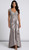 Stretch satin wrap around hand beaded cap sleeve evening gown - Image 1