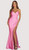 Hot Pink stretch satin formal dress with tie-up back - Image 1