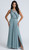 Sage asymmetrical crepe designer gown - Image 1