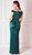 EMERALD STRETCH SATIN WRAP GOWN WITH COWL NECKLINE - IMAGE 2