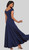 NAVY OFF SHOULDER STRETCH JERSEY EVENING GOWN - IMAGE 2
