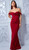 DRAPED OFF SHOULDER STRETCH JERSEY FORMAL GOWN - IMAGE 1