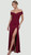 off shoulder flattering elegant wine jersey dress - Image 1