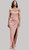 PINK CORSET WRAP AROUND GOWN WITH LACE UP BACK AND SIDE SPLIT - IMAGE 1