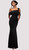 STRETCH JERSEY PLEATED GOWN WITH SATIN DETAIL - IMAGE 1