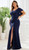 FLUTTER SLEEVE JERSEY PLEATED DETAIL FORMAL GOWN - IMAGE 2