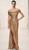 Gold sequin flexible cut formal gown with side split - Image 1