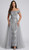Glamorous off shoulder hand beaded red carpet gown with back train - Image 1