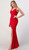 Red cut out back stretch jersey formal evening gown with side split - Image 3