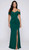 OFF SHOULDER STRETCH JERSEY EVENING GOWN WITH RUFFLE DETAIL - IMAGE 2