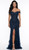 Navy red carpet hand beaded corset gown - Image 1