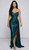 Stretch satin evening gown with side beaded detail - Image 1