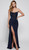 Strapless chiffon corset evening gown with side split - Image 1