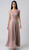 Blush stretch shimmer material empire waist ballgown with cap sleeves - Image 1