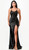 Hand beaded black corset gown with split - Image 1