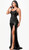 Hand beaded black corset gown with split - Image 2