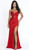 Red chiffon corset gown with lace up back - Image 1