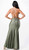 Olive Stretch Satin Gown with String Back & Side Split - Image 3