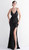 Black tie-up string back sequin velvet formal gown - Image 1