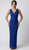 ROYAL STRETCH SPARKLY MESH MATERIAL FRONT TWIST EVENING FORMAL GOWN - IMAGE 1