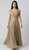 Stretch shimmer material empire waist ballgown with cap sleeves - Image 1