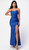 ROYAL BLUE TIE UP STRING BACK FORMAL DRESS WITH SPLIT - IMAGE 2