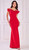 Fan detail off-shoulder elegant jersey gown - Image 1