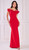 Fan detail off-shoulder elegant jersey gown - Image 1