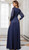 Empire waist flattering chiffon shimmer gown with sheer sleeves - Image 3