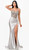 silver hand beaded corset gown with split - Image 1