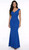 Royal blue flattering formal dress with metal trim detail - Image 1