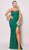 Hunter green stretch satin tie-up string back formal dress - Image 3