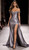 CORSET STRETCH SATIN EVENING GOWN WITH SIDE SPLIT - IMAGE 1